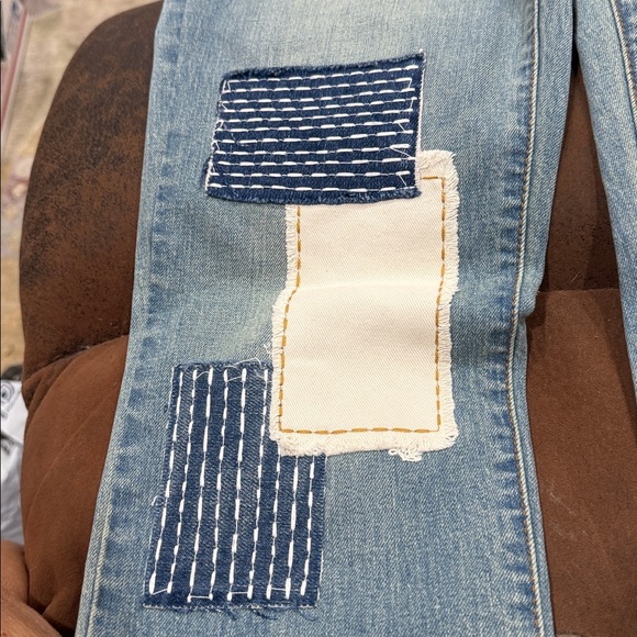 James Jeans light blue stretchy cigarette jeans unique patchwork design size 25 - Picture 8 of 9